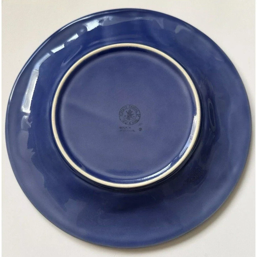 Set Of 2 Bordallo Pinheiro Cobalt Blue Grapes, Vine, Leaves 9.4” Luncheon Plates